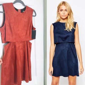 Fashion Union 🆕 Faux Suede Layered Crop Dress